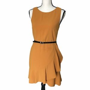 EVERLY Sleeveless Waterfall Peplum Dress